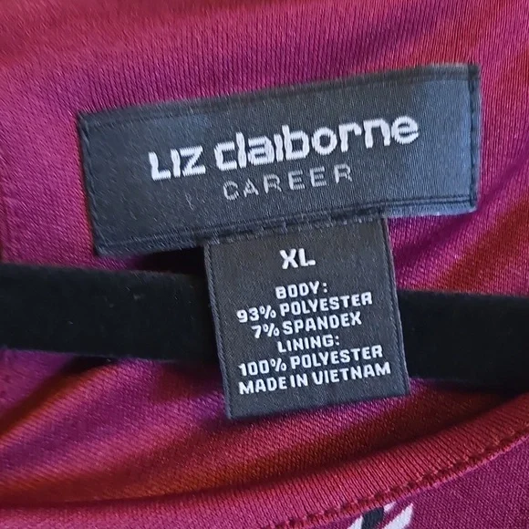 Liz Claiborne-Burgundy squared print dress pollover Sz XL NWT. - Picture 2 of 10